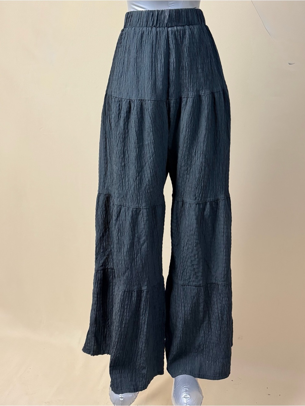 SHEIN Black Wide Leg Tiered Palazzo Pants